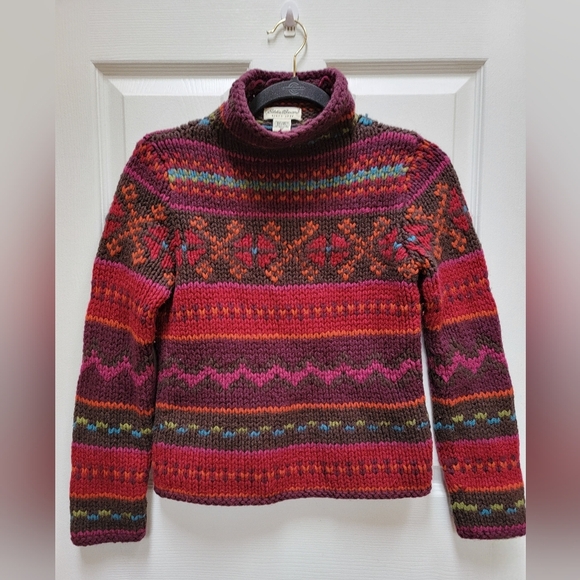 Eddie Bauer 50% Lambswool Multicolor Patterned Women's Sweater Size XS - Picture 1 of 3